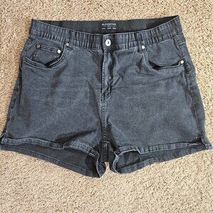 Bloomchic Denim Shorts Womens 16 Black High Rise Elastic Waist Stretch Casual